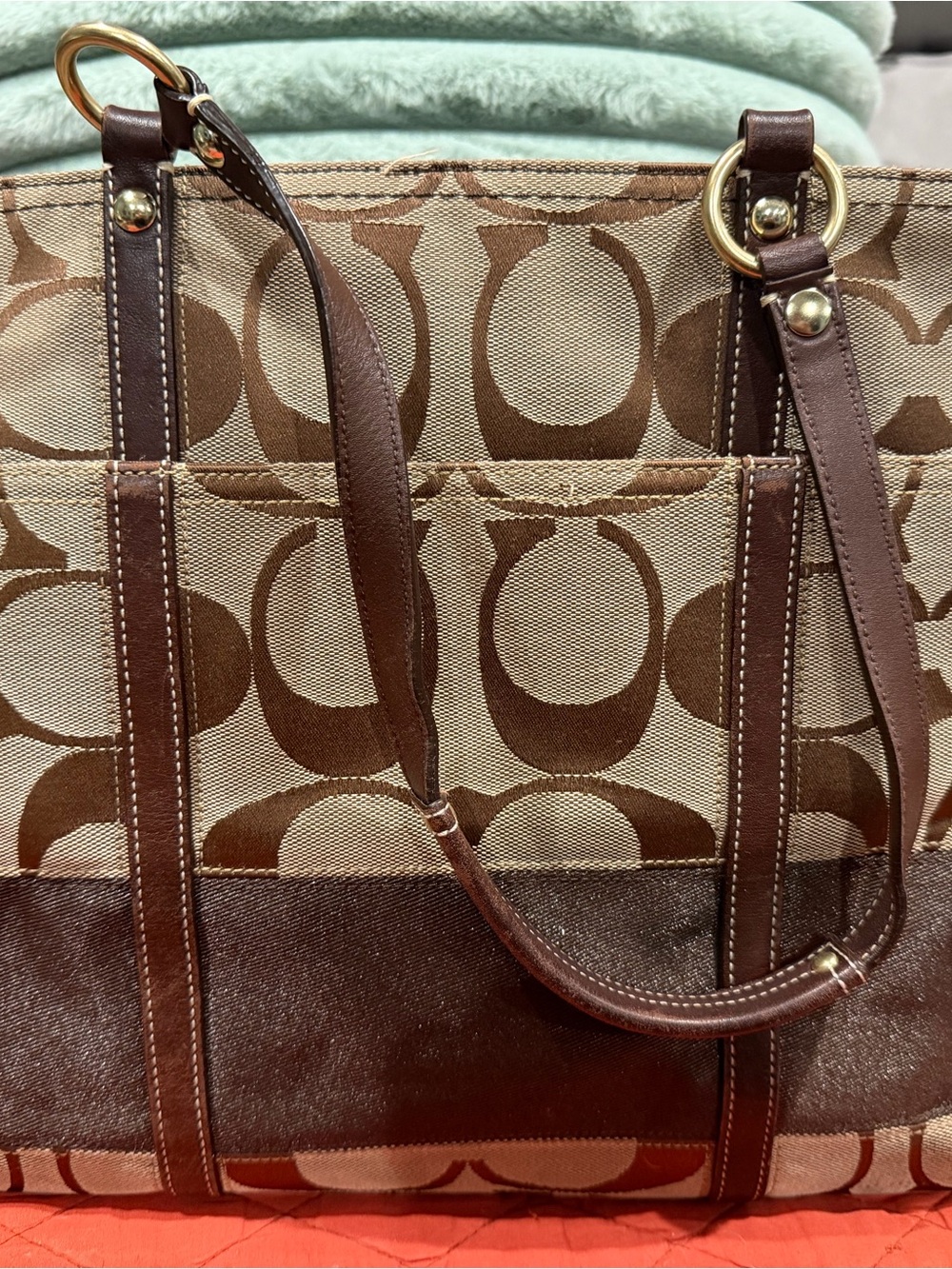 Designer-Inspired Brown Logo Canvas Tote Bag